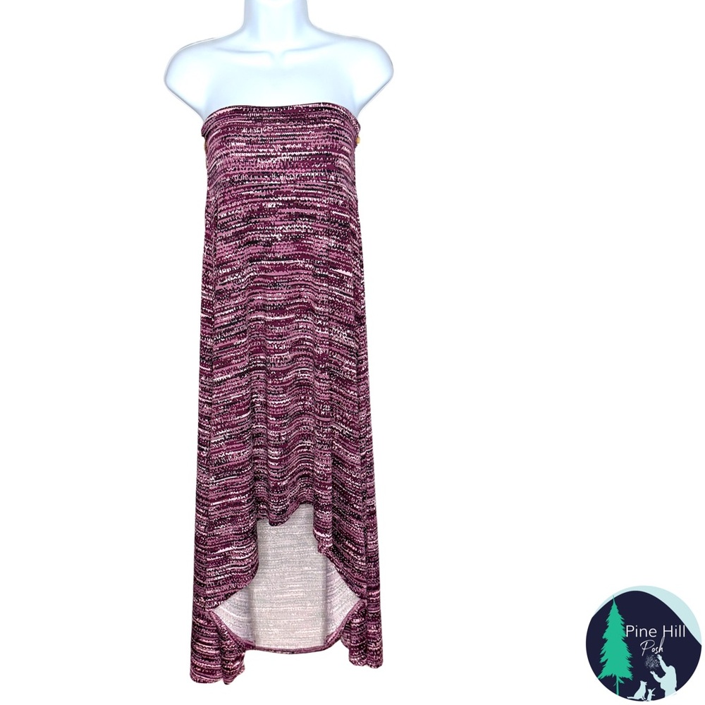 LuLaRoe Olivia High Low Maxi Skirt Dress Womens M Purple Abstract Stretch NWOT - Picture 2 of 7